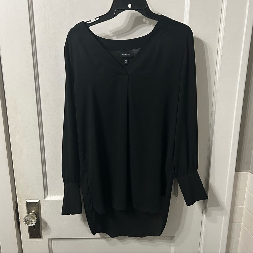 Who What Wear Black Blouse with Long Sleeves